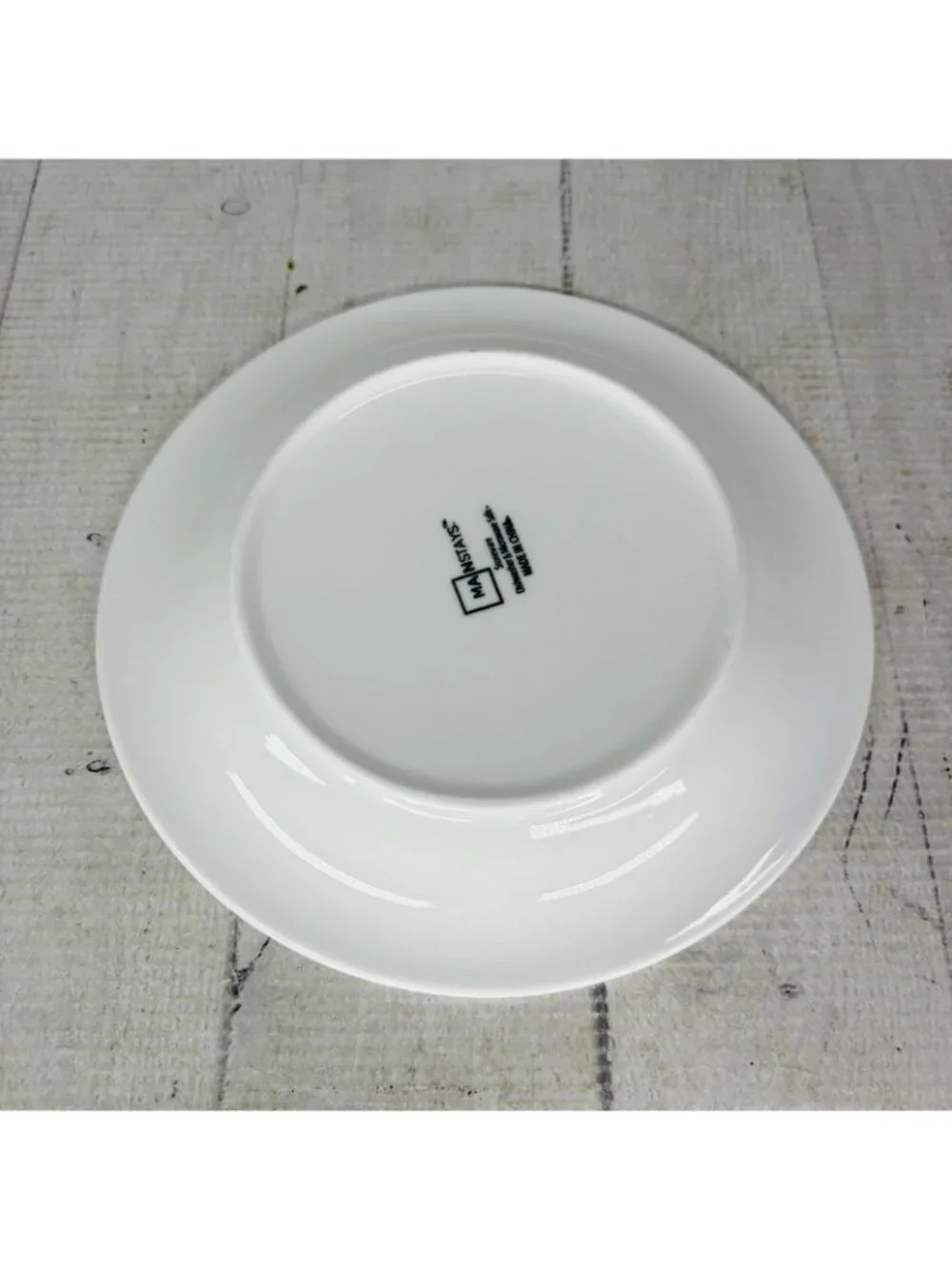 Mainstays CASUAL BANDED ROYAL BLUE Rings Stoneware White Salad Plates Set of 4